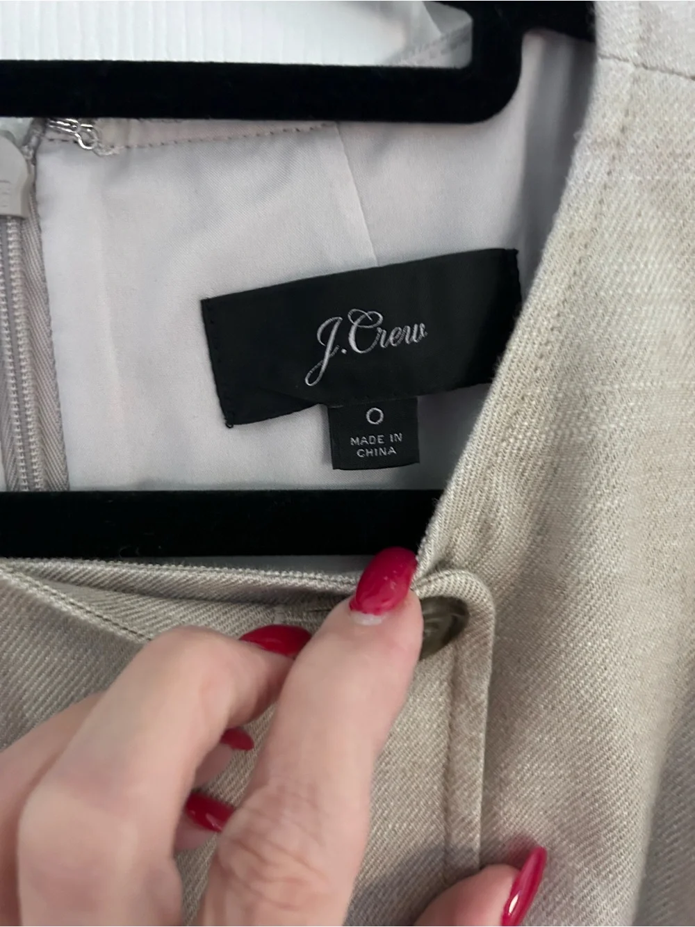 J. Crew Sleeveless Double-Breasted Linen Blend Dress in Light Taupe.    Size 0